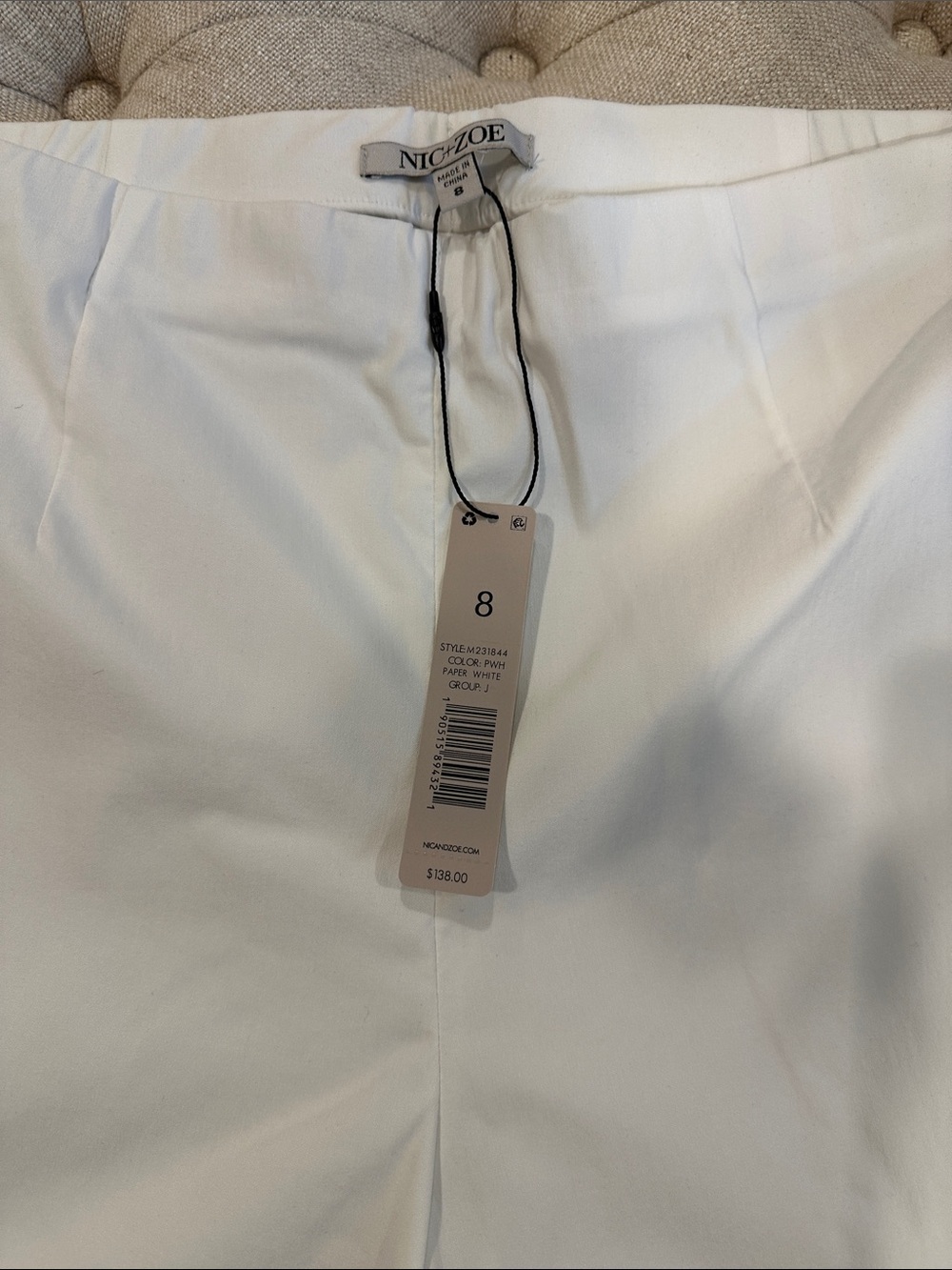 NIC+ZOE Women's White Classic Tailored Pants